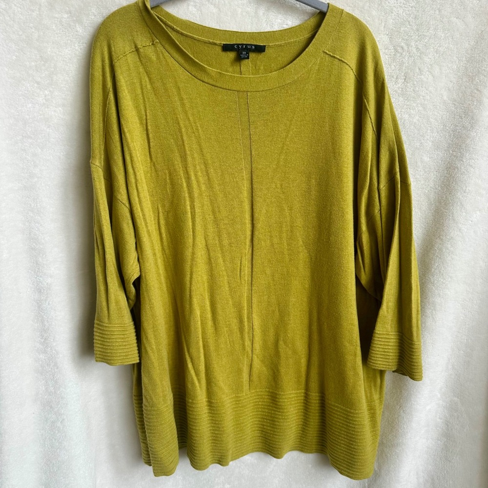 Cyrus Chartreuse Acid Green Oversized Dolman Sleeve Knit Sweater Plus Size 3X